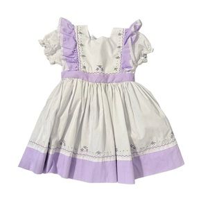 Lilac & White Floral Trim Girls' Dress